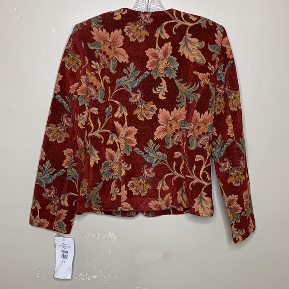 VINTAGE Lindsey Scott Blazer Wine Mauve Tapestry Floral Single Breasted Small - Picture 2 of 14
